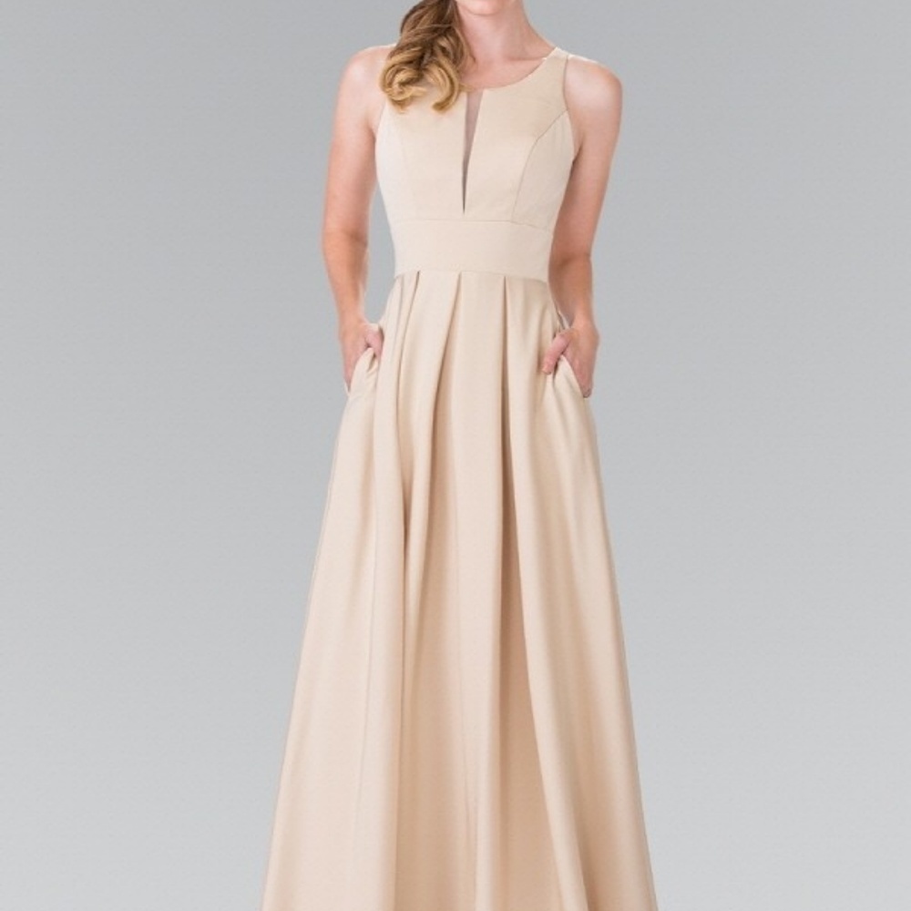 CHAMPAGNE NEW PROM PARTY FORMAL EVENING WEDDING LONG GOWN DRESS GLS2365